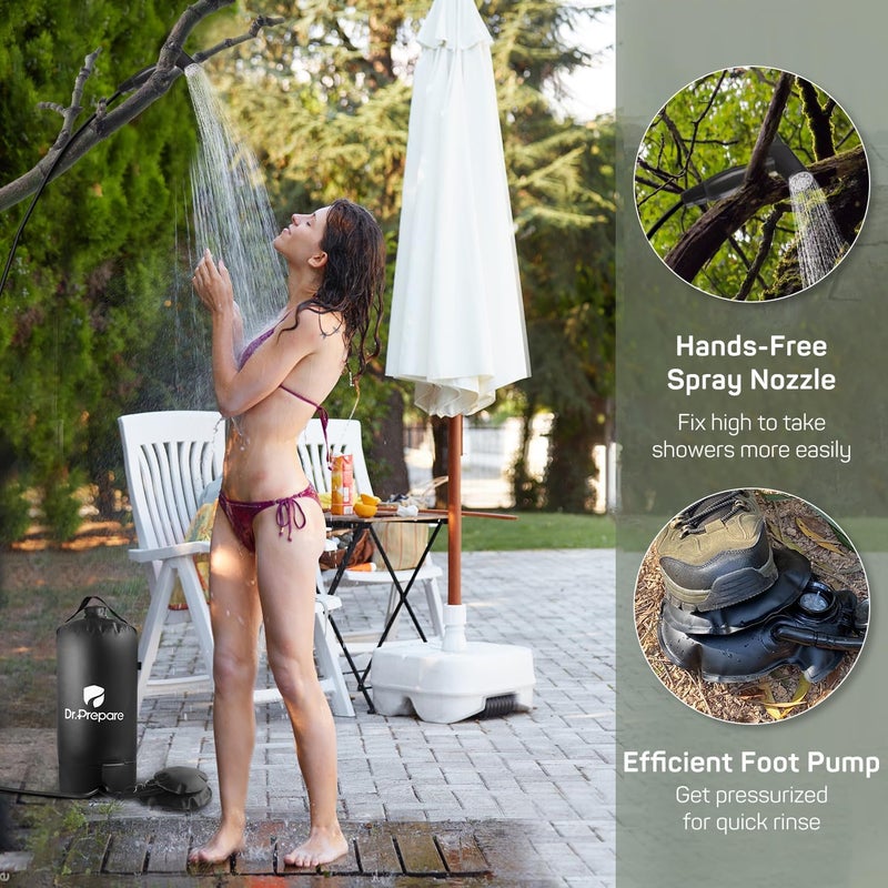 Dr. Prepare Portable Shower for Camping, 4/5 Gallons Camping Shower Bag, Portable Outdoor Shower with Pump for Hiking, Climbing, Pet Cleaning, Car Washing, Beach & Emergency - Image 3